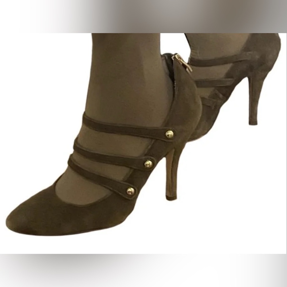 VINCE CAMUTTO olive green suede heels, sz. 10